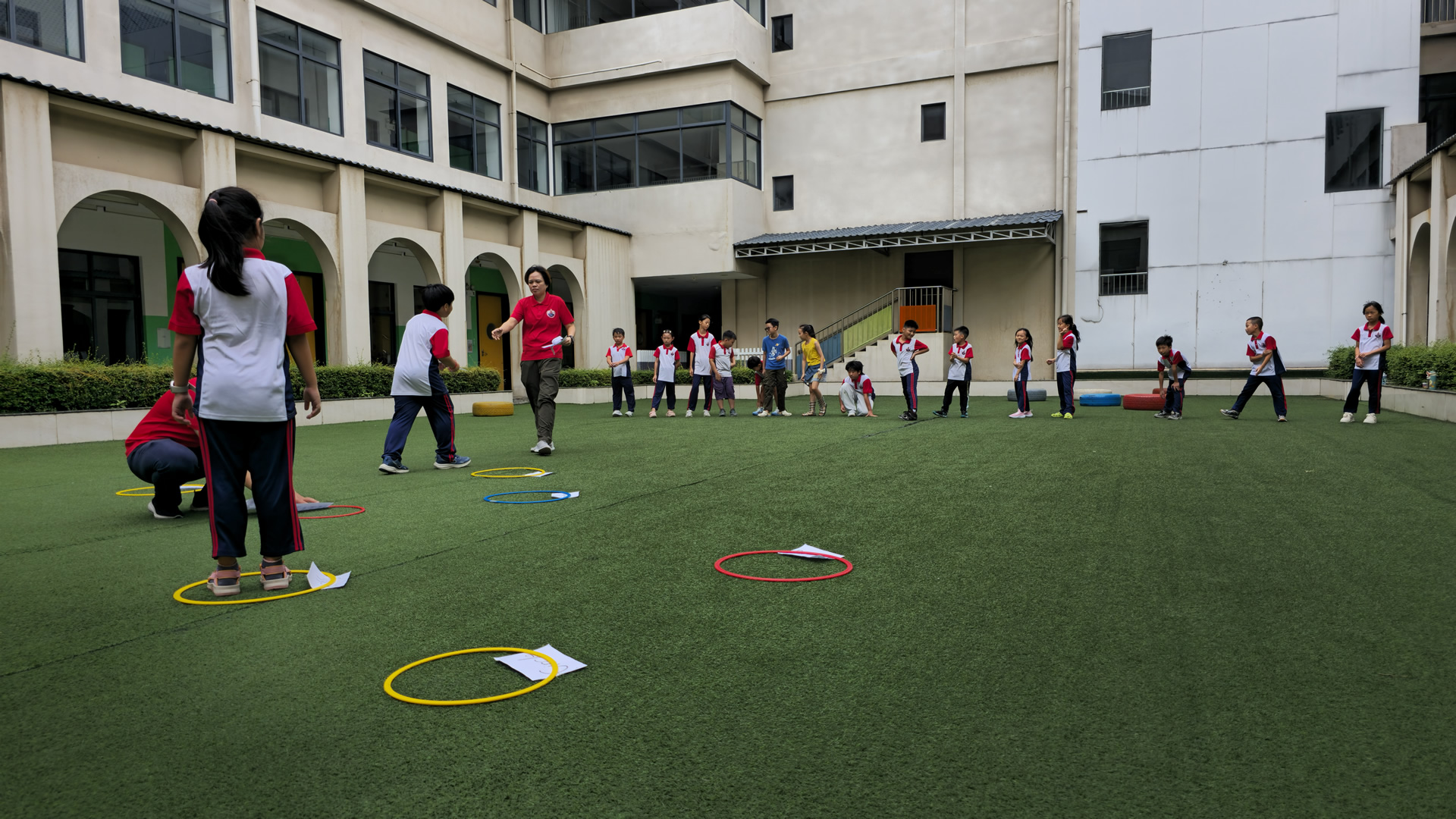 Students taking part in a Shoudu activity